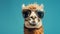 Llama In Sunglasses: A Retro Glamor Portrait With Earthy Colors