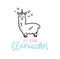 Llama unicorn inspirational poster with llama and stars. Hand dr