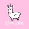 Llama unicorn inspirational poster with llama and stars. Hand dr