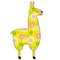 Llama with yellow floral pattern