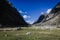 .Llamacorral camp with snowy mountains in the background in the quebrada santa cruz