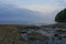 Llanbedrog beach at low tide on a summer evening