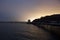 Llandudno pier and grand hotel at a winter sunset