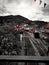 Llangollen railway station red black and white