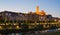 Lleida cathedral and city with evening sky