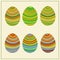 Lllustration of funny striped Eastern eggs.