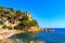 Lloret de Mar Castle and the beach on a sunny day