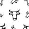 Llustration of a bull head. Ox on a white background. Chinese symbol of new year 2021. Lunar New Year. Drawing abstraction bull.
