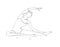 Llustration. Continuous line ink drawing. Sport woman engaged in yoga on white background.