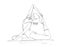 Llustration. Continuous line ink drawing. Sport woman engaged in yoga on white background.