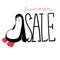 Llustration of penguin and summer sale. Summer sale vector banner template. Promo badge animal for your seasonal design
