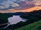 Llyn Brianne Reservoir at Sunset.