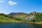 Llyn Dywarchen. Dramatically sited reservoir high in the mountains of Snowdonia