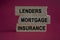 LMI, lenders mortgage insurance symbol. Brick blocks with the word LMI, lenders mortgage insurance. Beautiful red background. Copy