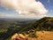 LNatives forests in the Hill, Andes Mountains landscape from Las vizcachas, Maule, Chile. Nature photography