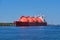 LNG or liquified natural gas tanker enter port on a sunny day in Klaipeda, Lithuania. Alternative gas supply, commercial