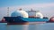 LNG tanker carrier in the sea. Gas carrier for transportation of liquefied natural gas. generative AI