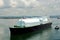 LNG tanker ship transiting through Panama Canal.