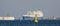 LNG TANKER AND YELLOW NAVIGATION SIGN