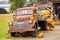 Load truck of pumpkins during fall harvest outdoors