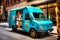 loaded cargo van delivers goods and orders to addresses in city