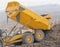 Loaded dump truck ready to unload soil on construction site