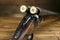 Loaded hunting rifle close up
