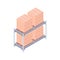 Loaded pallet rack isometric vector illustration