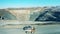 Loaded truck on the road of an open-pit mine