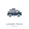 loaded truck side view icon in trendy design style. loaded truck side view icon isolated on white background. loaded truck side