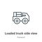 Loaded truck side view outline vector icon. Thin line black loaded truck side view icon, flat vector simple element illustration