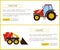 Loader Bulldozer and Tractor Vector Illustration