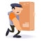 Loader carries large box. Illustration for internet and mobile website