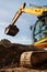 Loader excavator works in a quarry