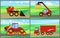 Loader and Grain Truck Set Vector Illustration