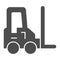 Loader vehicle solid icon. Forklift car and stacker, cargo delivery symbol, glyph style pictogram on white background