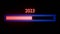 Loading 2023 to 2024 progress bar on black background Animation. Happy new year 2024 welcome. Year changing from 2023 to