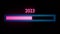 Loading 2023 to 2024 progress bar on black background Animation. Happy new year 2024 welcome. Year changing from 2023 to