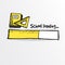 Loading bar with a yellow notebook and ruler. School and education concept, vector illustration sketch.