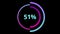 Loading circle icon, percentage increase animation with colourful circles, isolated on a black background