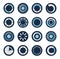 Loading circles block style icon set vector design