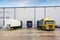 Loading docks in warehouse with truck