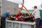 Loading of equipment and materials of scientific biological expedition to the ship.