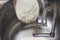 Loading flour into an industrial dough mixer. Close up view.