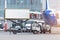 Loading food on the plane for passengers at the terminal