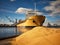 Loading of grain in the holds of the ship