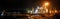 Loading grain in the port. Night panoramic view