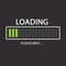 Loading icon bar. Please wait flat design on grey background.