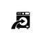 Loading Laundry Washing Machine, Laundromat. Flat Vector Icon illustration. Simple black symbol on white background. Loading