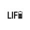 Loading of life battery time word with illustration black icon